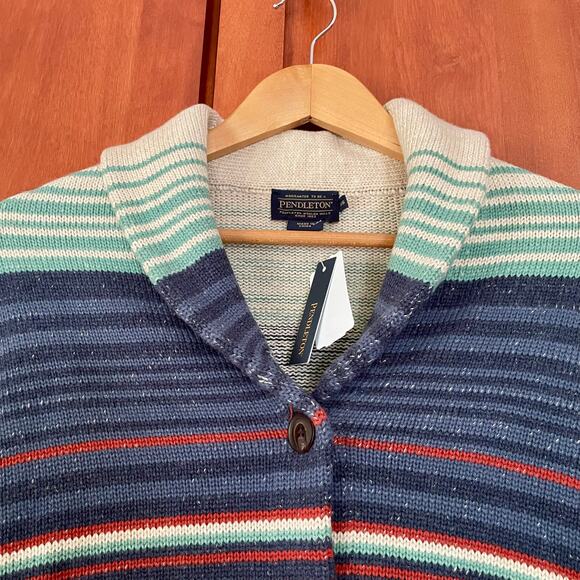 Pendleton Cardigan Sweater Striped Button Front 100% Cotton Size XS NEW - Picture 2 of 8